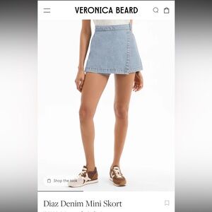 NWT Veronica Beard Diaz Denim mini skort in Wanderer Dust size 6- belted wrap